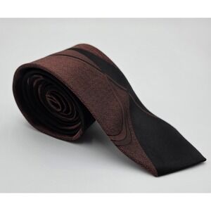 Bonjour Mens Tie Brown Black Geometric Abstract Pattern Necktie